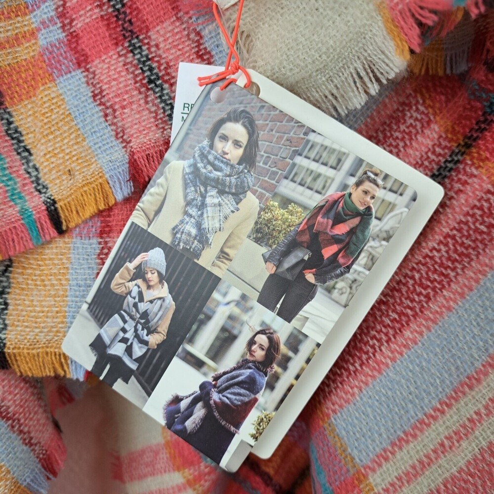 NEW Collection Eighteen The Runway Wrap College Plaid Super Soft Cream Color - Picture 6 of 9